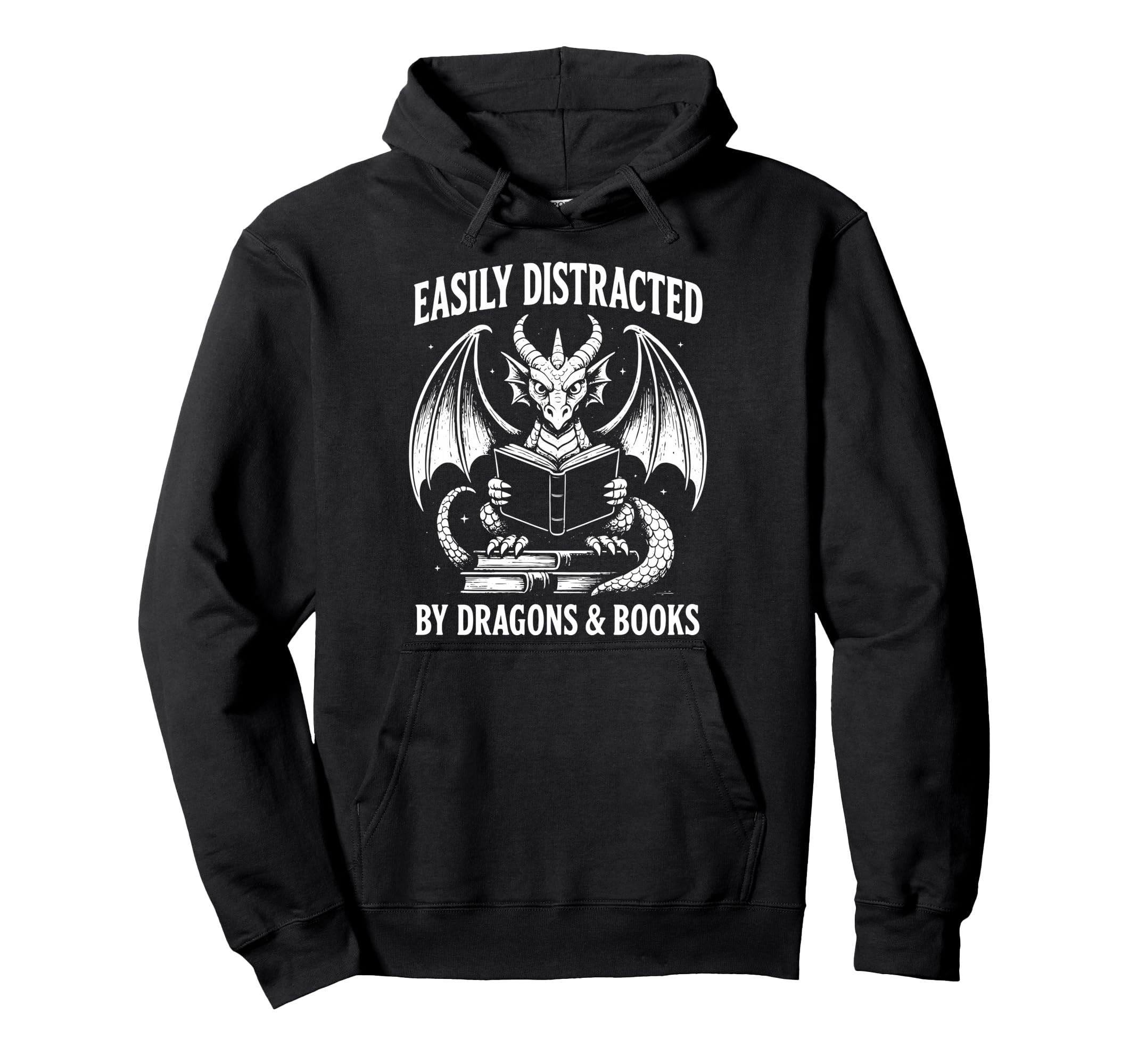 Easily Distracted Dragons And Books Hoodie - Aesthetic Graphic Men Women - T-Shirt, Sweatshirt, Hoodie
