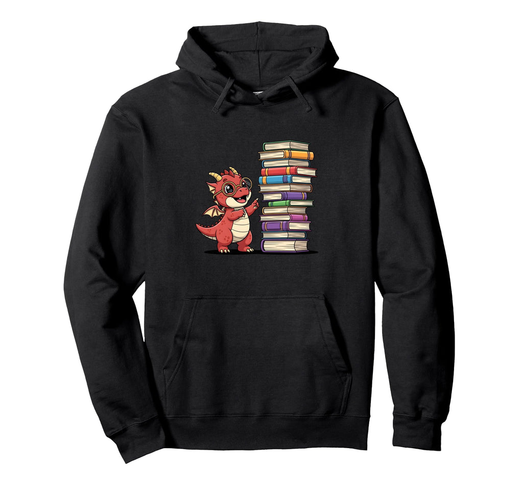 Dragon Reading Books Nerdy Fantasy Hoodie - Trendy Graphic Men Women - T-Shirt, Sweatshirt, Hoodie