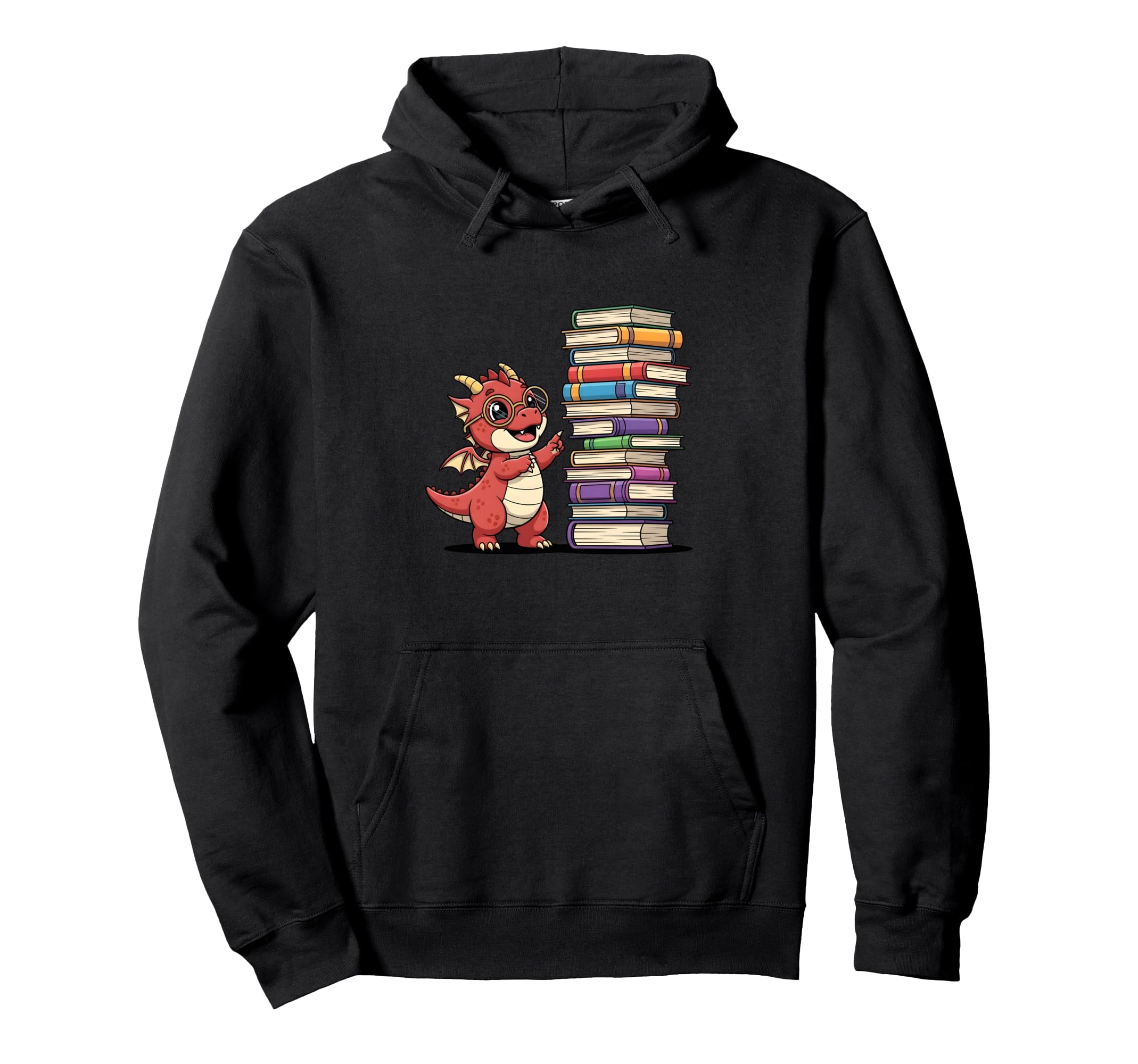 Dragon Reading Books Nerdy Fantasy Hoodie - Trendy Graphic Men Women - T-Shirt, Sweatshirt, Hoodie