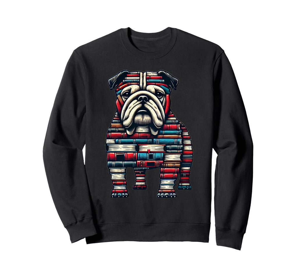 Books English Bulldog Dog Book Sweatshirt - Custom Art Print for Adults - T-Shirt, Sweatshirt, Hoodie