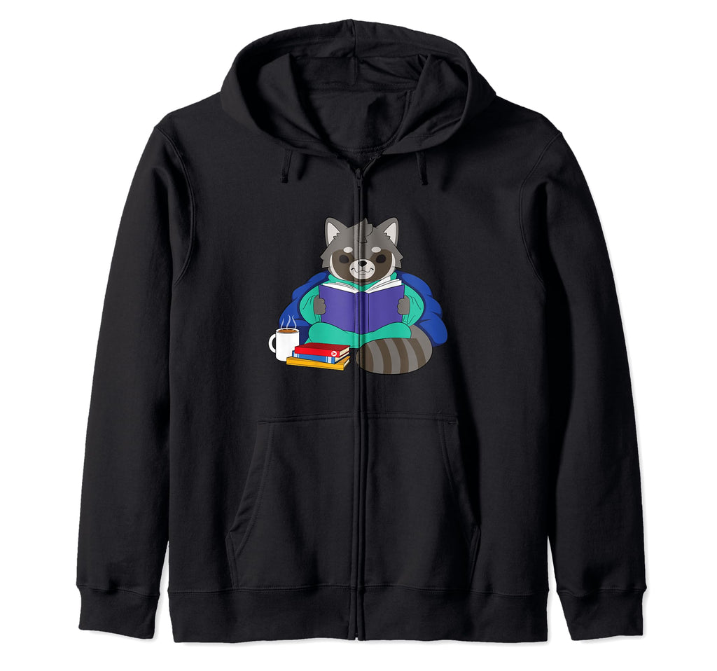 Funny Raccon Books Coffee Hoodie - Casual Everyday Wear for Adults - T-Shirt, Sweatshirt, Hoodie