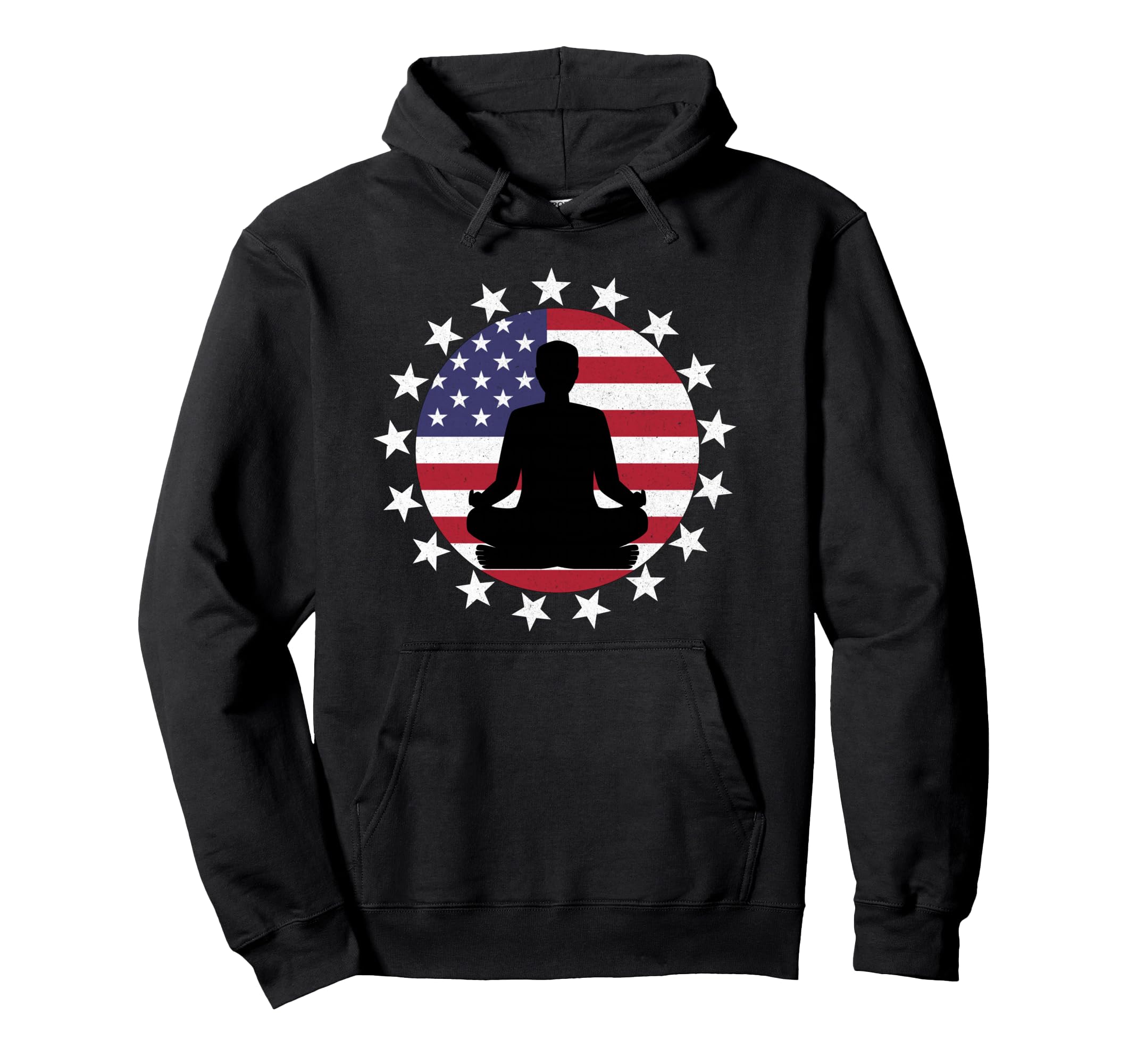 Patriotic Yoga Pose American Flag 4Th Hoodie - Custom Art Print Men Women - T-Shirt, Sweatshirt, Hoodie