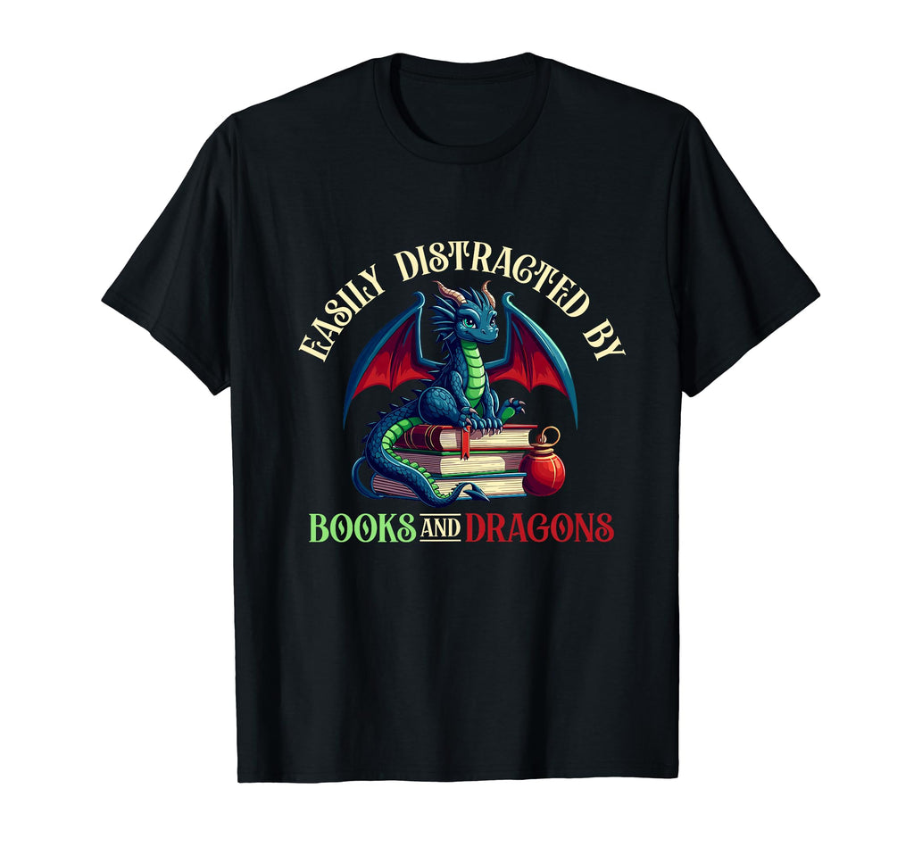 Easily Distracted Books Dragons Funny T-Shirt - Novelty Apparel for Adults - T-Shirt, Sweatshirt, Hoodie