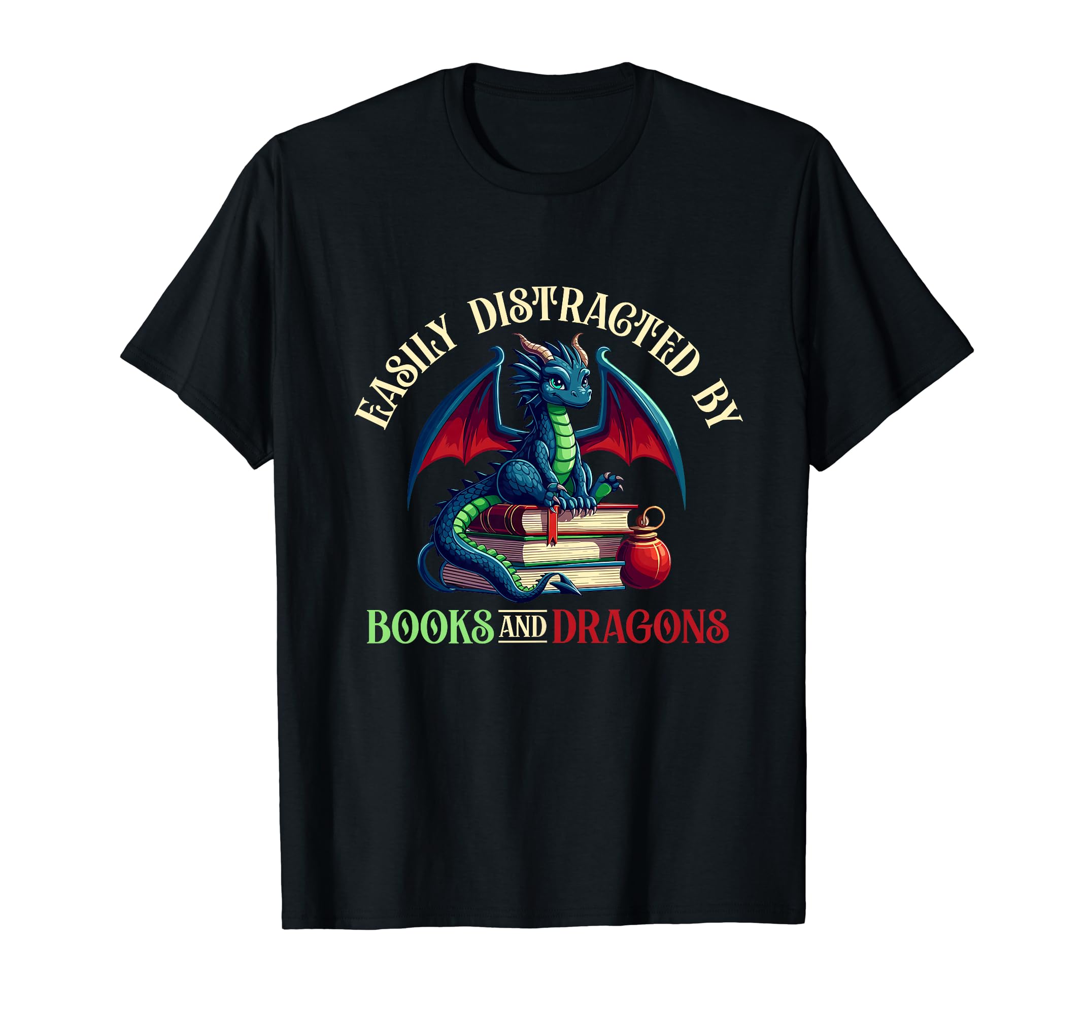 Easily Distracted Books Dragons Funny T-Shirt - Novelty Apparel for Adults - T-Shirt, Sweatshirt, Hoodie