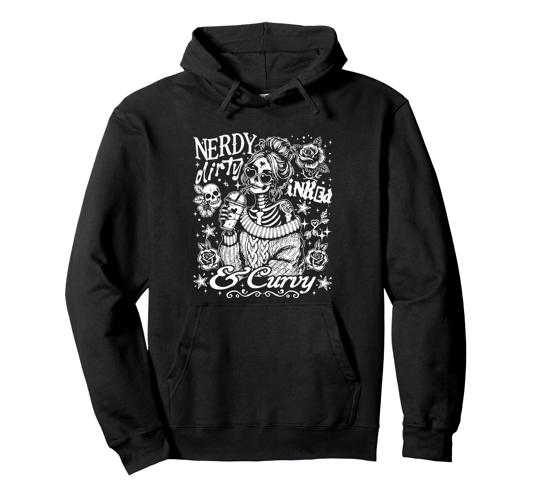 Nerdy Dirty Inked And Curvy Sassy Hoodie - Unique Graphic Men Women - T-Shirt, Sweatshirt, Hoodie