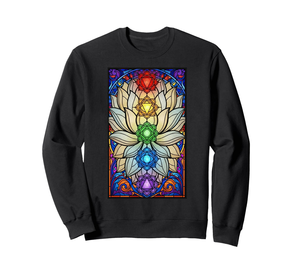 Buddhism Chakras Stained Glass Sweatshirt - Minimalist Print Unisex - T-Shirt, Sweatshirt, Hoodie