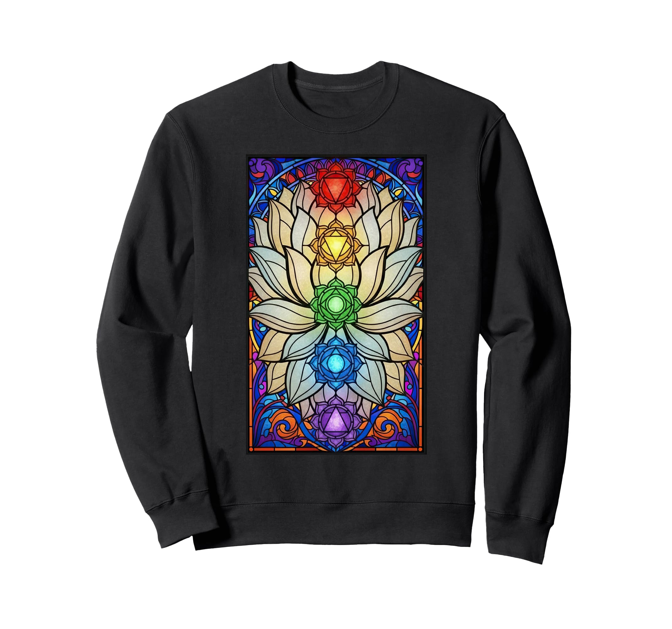 Buddhism Chakras Stained Glass Sweatshirt - Minimalist Print Unisex - T-Shirt, Sweatshirt, Hoodie