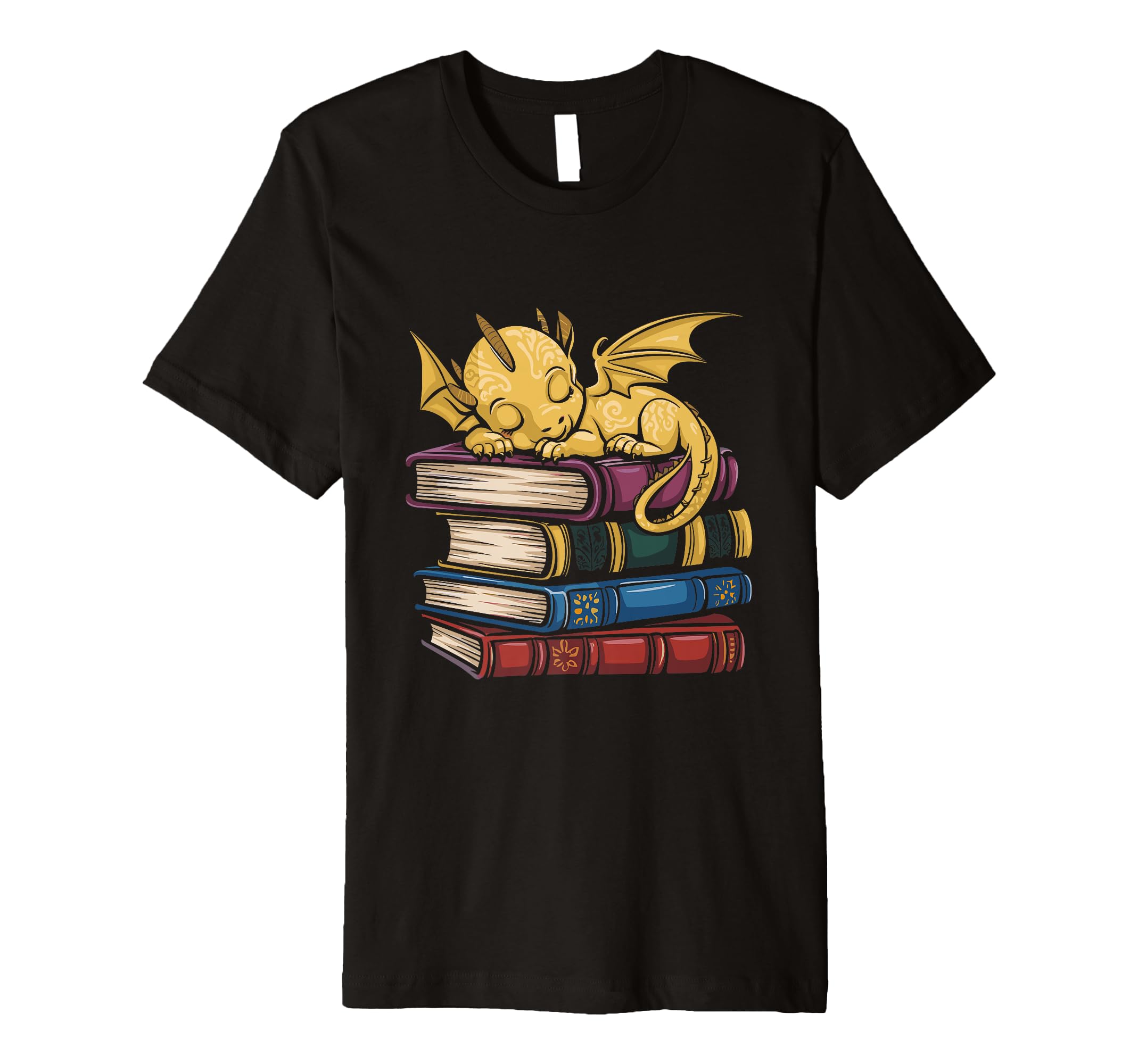 Dragon Books Sleeping Dragon Reading T-Shirt - Custom Art Print for Adults - T-Shirt, Sweatshirt, Hoodie