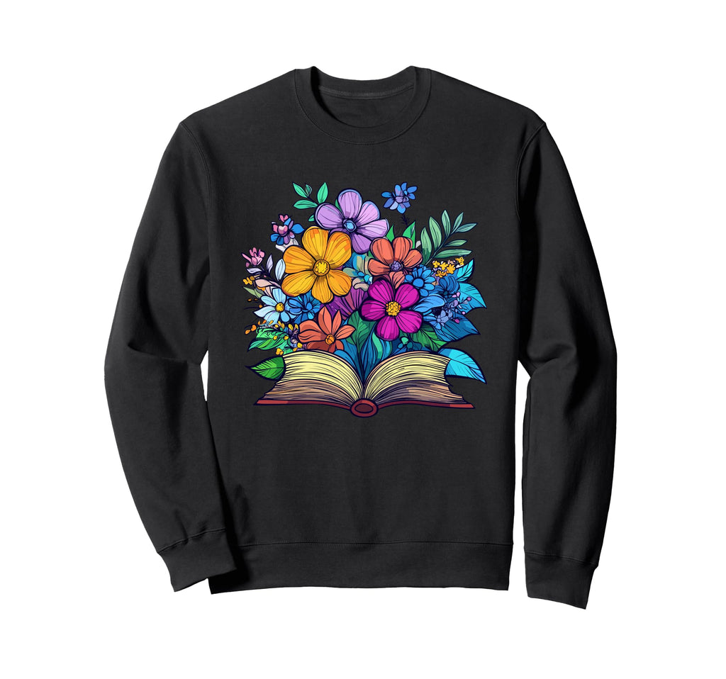 Floral Book Lover Open Book Sweatshirt - Novelty Apparel for Adults - T-Shirt, Sweatshirt, Hoodie