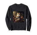 Book Nerd Cat Reading Library Sweatshirt - Casual Everyday Wear Unisex - T-Shirt, Sweatshirt, Hoodie