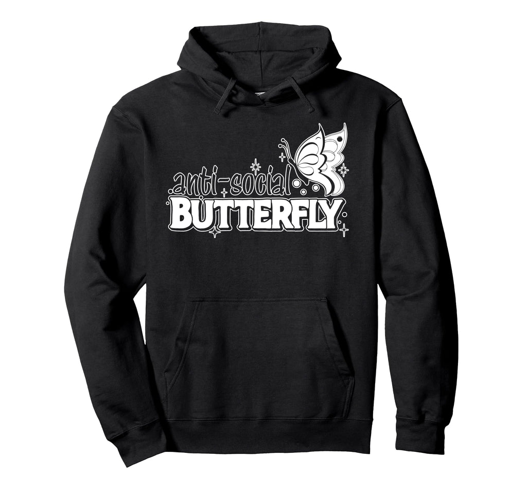 Antisocial Butterfly Introvert Hoodie - Trendy Graphic Unisex - T-Shirt, Sweatshirt, Hoodie