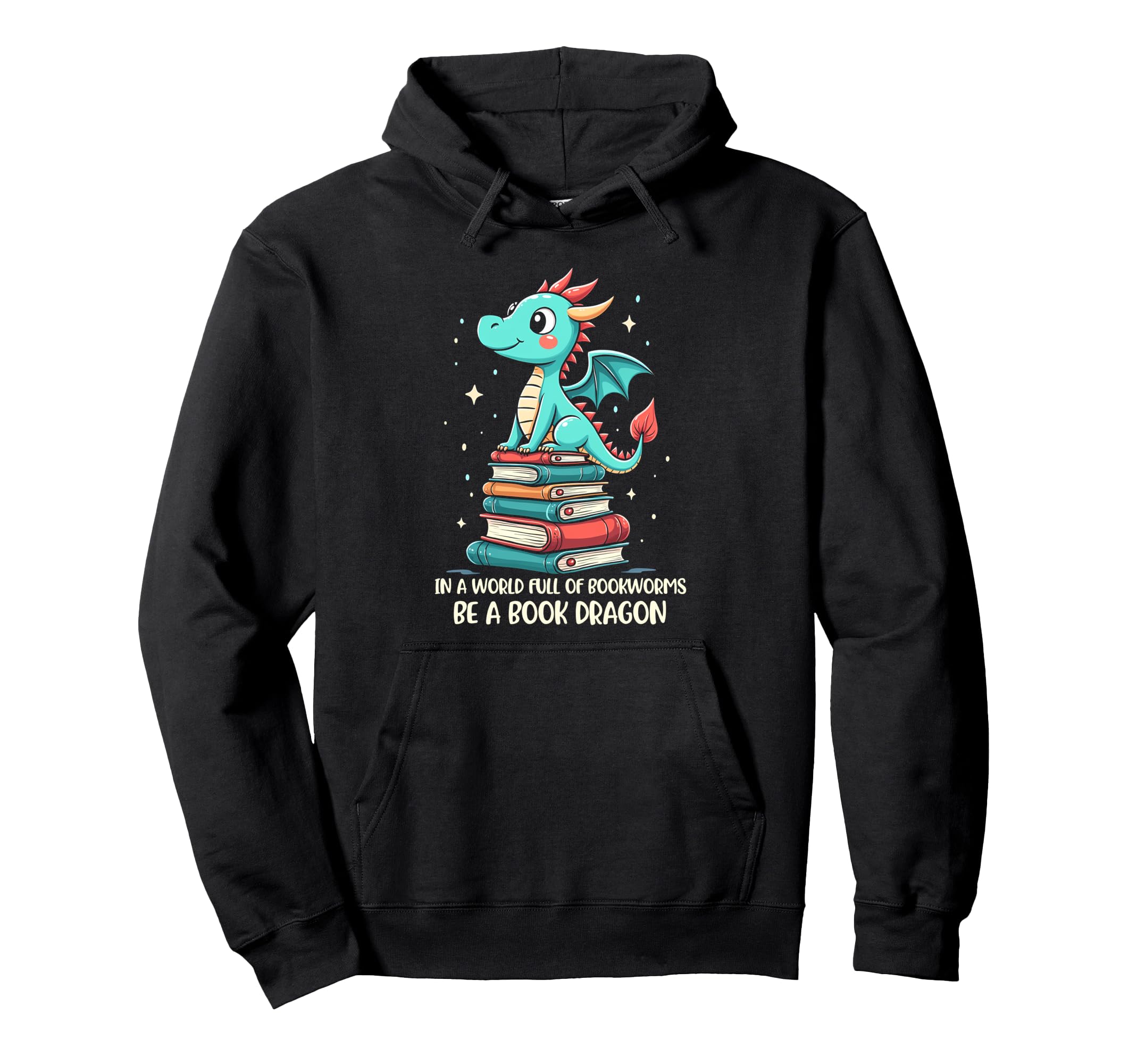 Playful Dragon Encourages Reading Hoodie - Casual Everyday Wear Men Women - T-Shirt, Sweatshirt, Hoodie