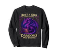 Just Who Loves Dragons And Books Sweatshirt - Trendy Graphic for Adults - T-Shirt, Sweatshirt, Hoodie