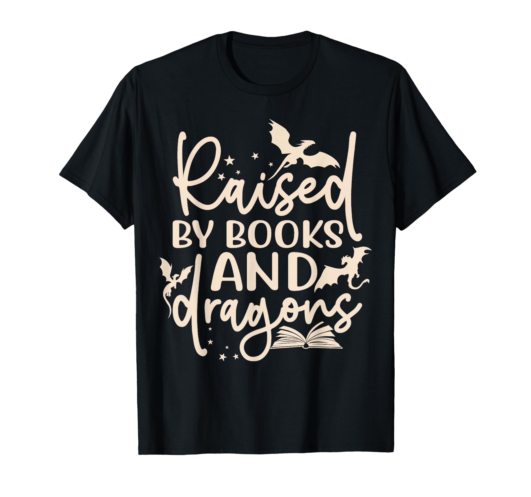 Raised Books And Dragons Fantasy T-Shirt - Custom Art Print for Adults - T-Shirt, Sweatshirt, Hoodie