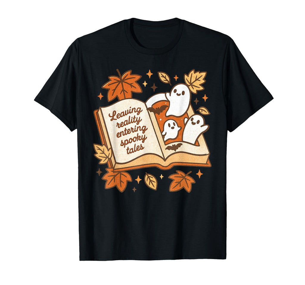 Fall Spooky Book Lovers Ghost T-Shirt - Novelty Apparel Men Women - T-Shirt, Sweatshirt, Hoodie