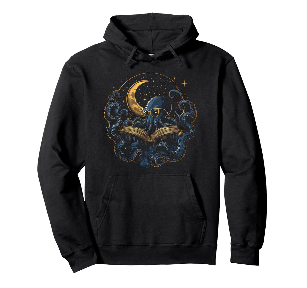 Octopus Crescent Moon Celestial Book Hoodie - Streetwear Style Unisex - T-Shirt, Sweatshirt, Hoodie