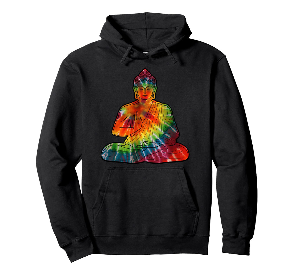 Meditating Buddha Rainbow Tie Dye Unique Hoodie - Graphic Print Men Women - T-Shirt, Sweatshirt, Hoodie