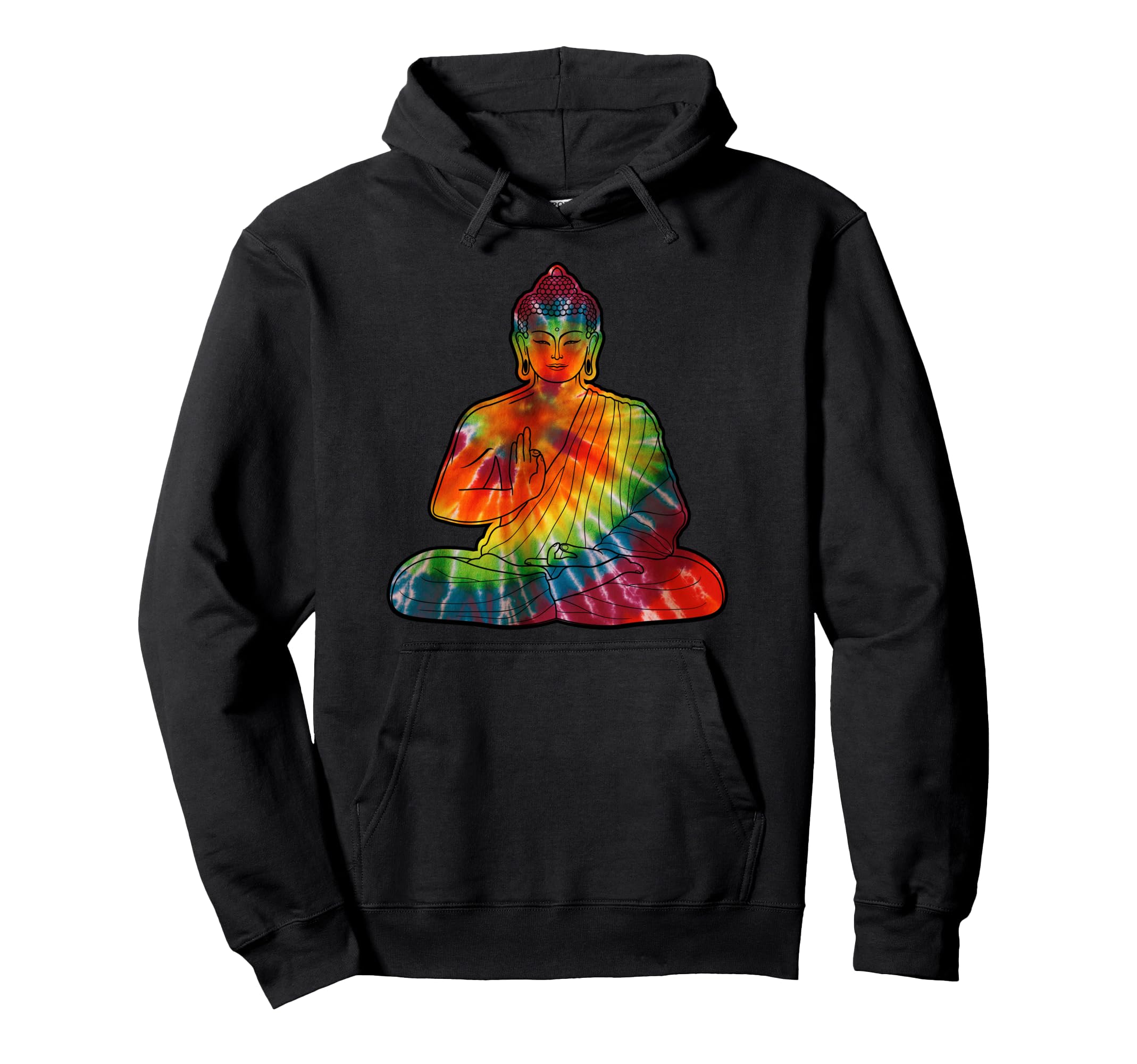 Meditating Buddha Rainbow Tie Dye Unique Hoodie - Graphic Print Men Women - T-Shirt, Sweatshirt, Hoodie