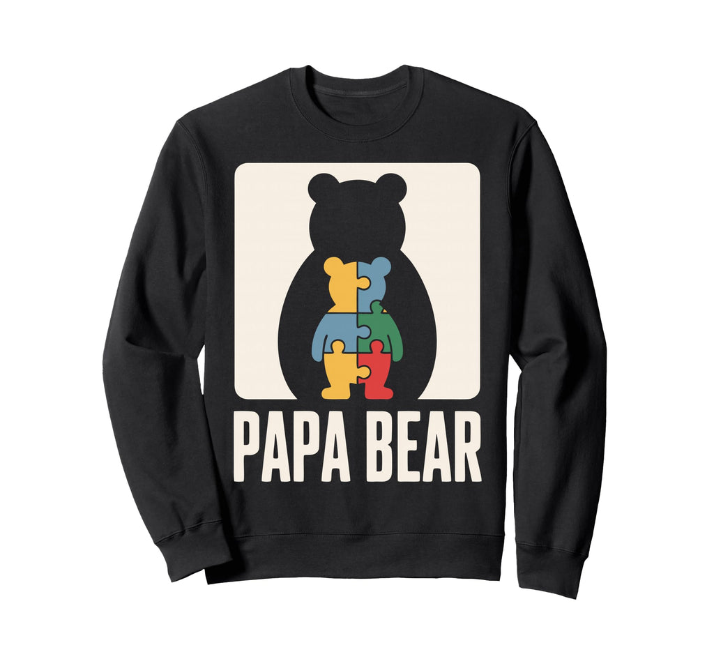 Autism Dad Papa Bear Autistic Child Sweatshirt - Graphic Print Men Women - T-Shirt, Sweatshirt, Hoodie