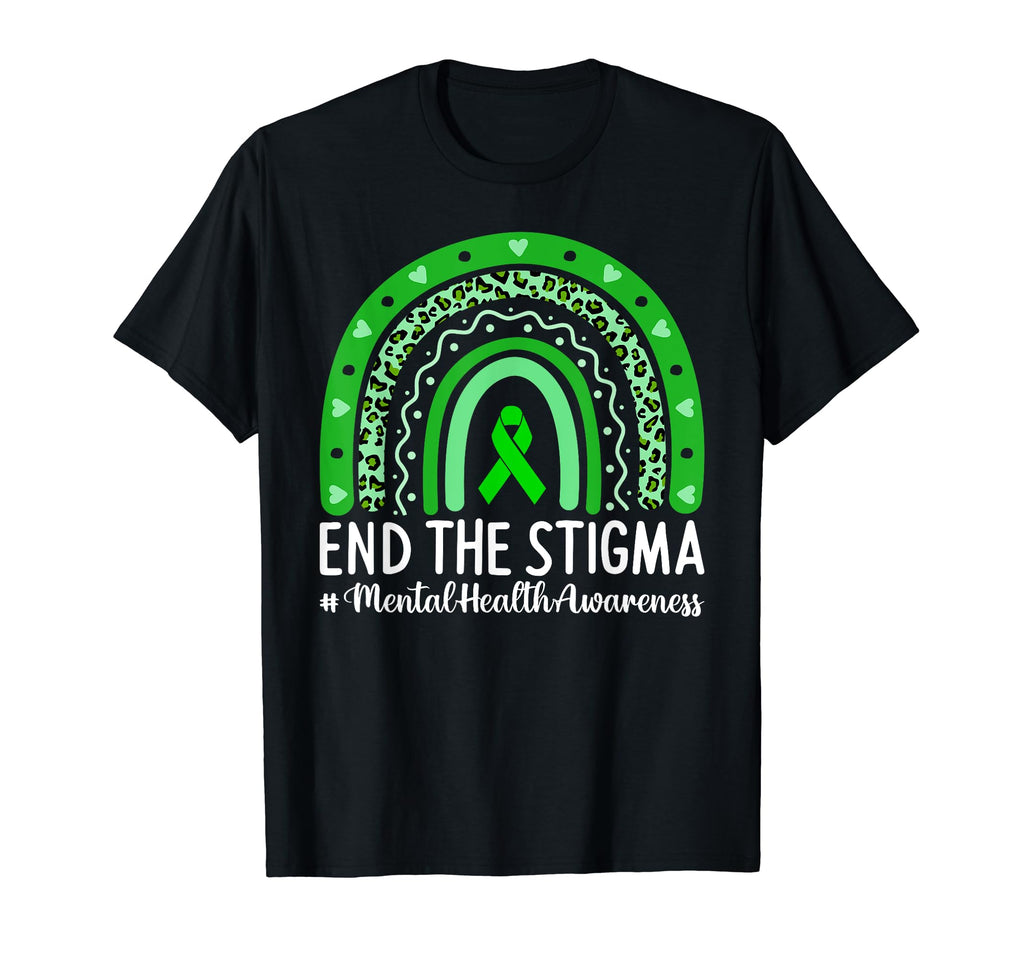 End Stigma Mental Health Awareness Green T-Shirt - Graphic Print Unisex - T-Shirt, Sweatshirt, Hoodie