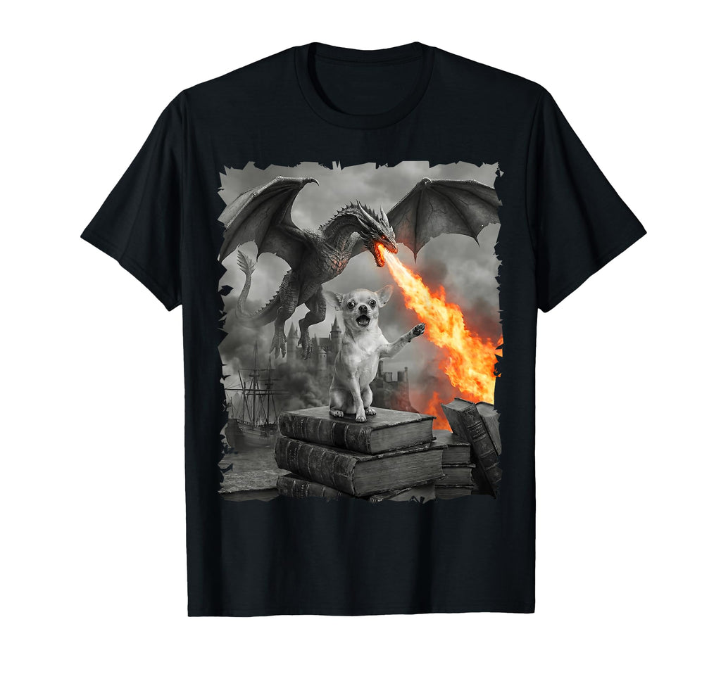 Chihuahua Dragon Fantasy Art Fire T-Shirt - Custom Art Print Unisex - T-Shirt, Sweatshirt, Hoodie