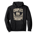 Couples Therapy Dog Walking Funny Dog Hoodie - Unique Graphic Men Women - T-Shirt, Sweatshirt, Hoodie