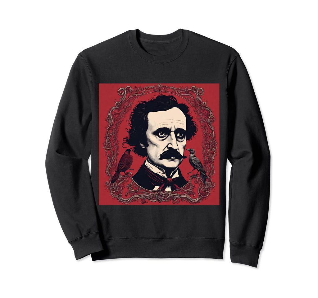 Edgar Allan Poe Red Tribute Sweatshirt - Casual Everyday Wear for Adults - T-Shirt, Sweatshirt, Hoodie