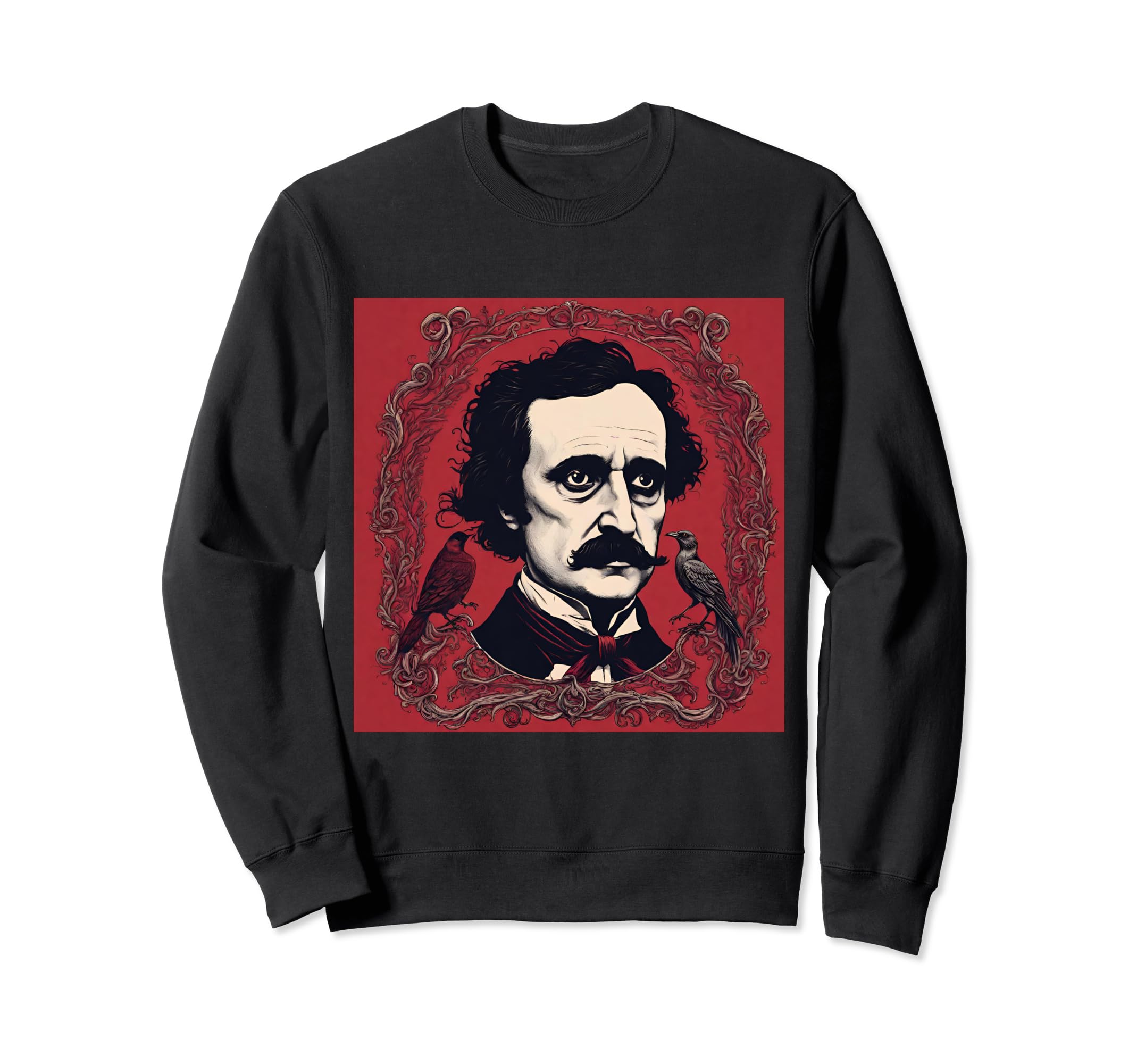 Edgar Allan Poe Red Tribute Sweatshirt - Casual Everyday Wear for Adults - T-Shirt, Sweatshirt, Hoodie