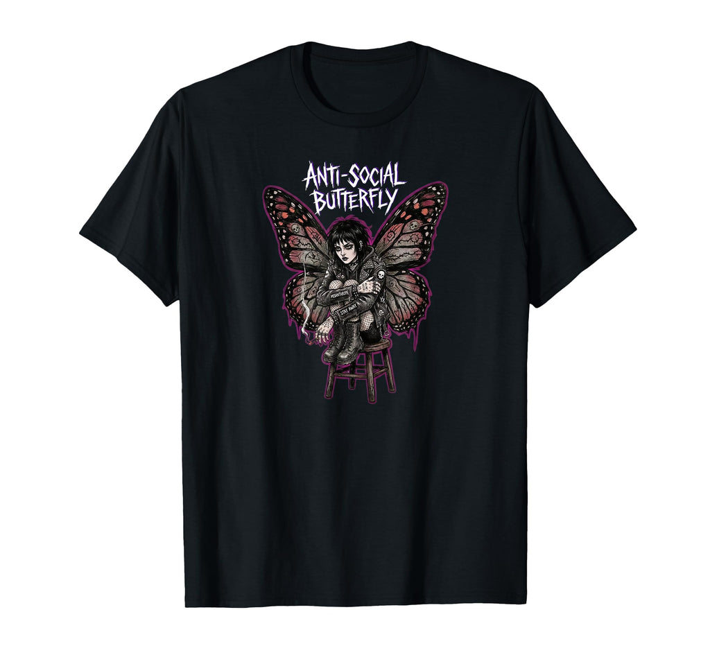 Anti Social Butterfly Goth Trad Goth T-Shirt - Trendy Graphic Men Women - T-Shirt, Sweatshirt, Hoodie