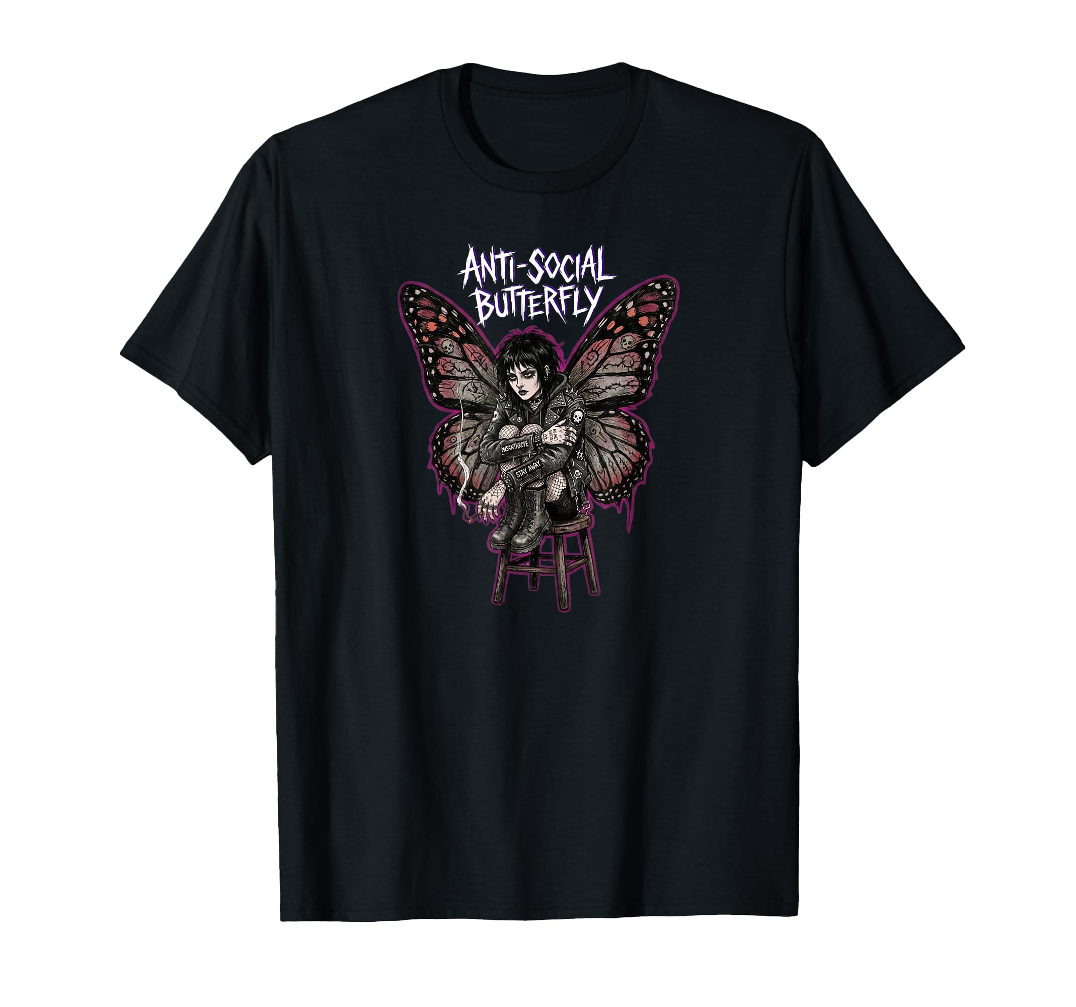 Anti Social Butterfly Goth Trad Goth T-Shirt - Trendy Graphic Men Women - T-Shirt, Sweatshirt, Hoodie