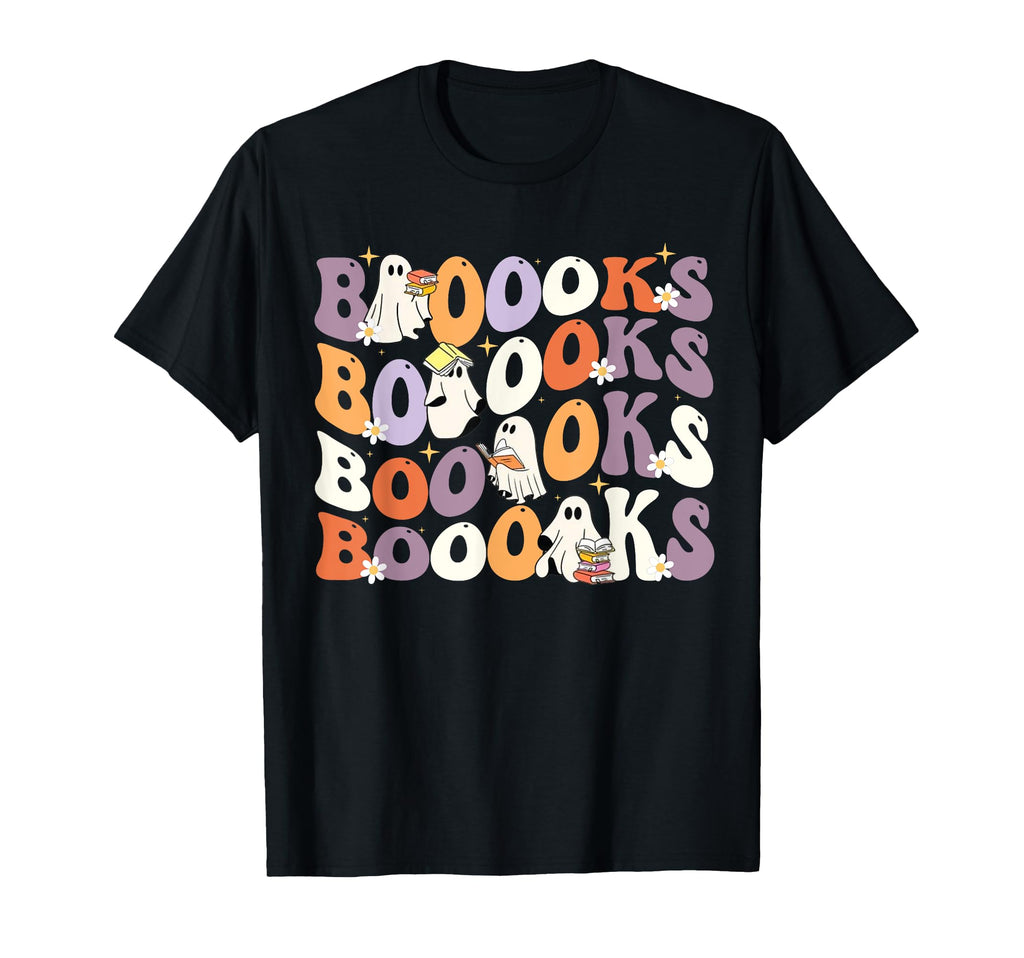 Groovy Ghost Reading Books Boooks T-Shirt - Fun Novelty Design Unisex - T-Shirt, Sweatshirt, Hoodie