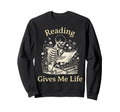 Bookish Skeleton Reading Book Nerd Sweatshirt - Unique Graphic for Adults - T-Shirt, Sweatshirt, Hoodie
