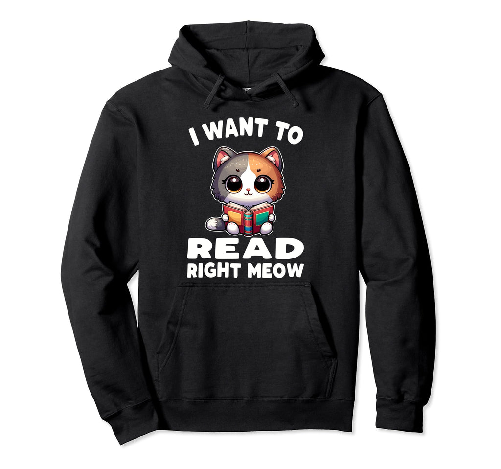 Reading Book Cat Library Reading Teacher Hoodie - Graphic Print for Adults - T-Shirt, Sweatshirt, Hoodie