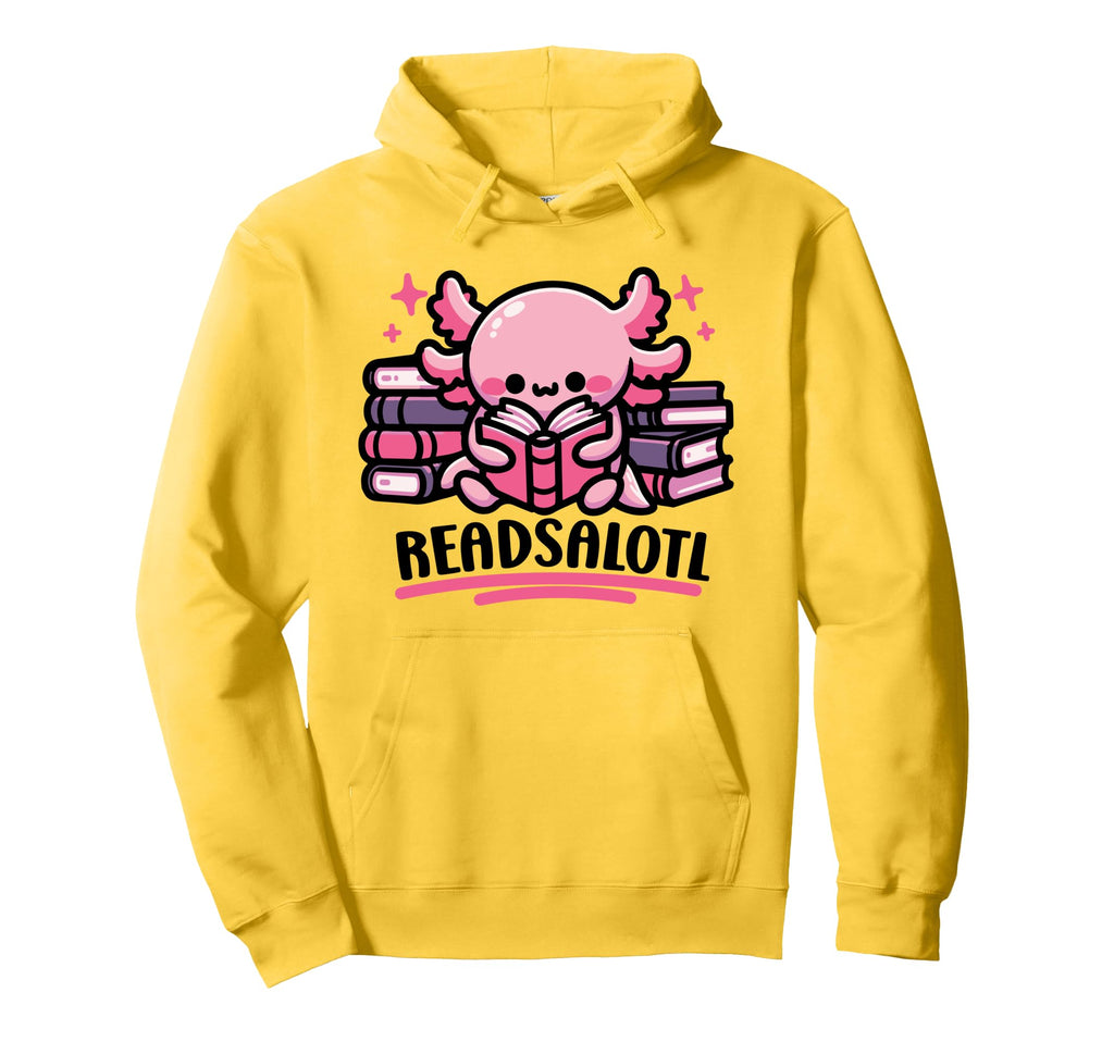 Axolotl Reading Book Kawaii Hoodie - Casual Everyday Wear Men Women - T-Shirt, Sweatshirt, Hoodie