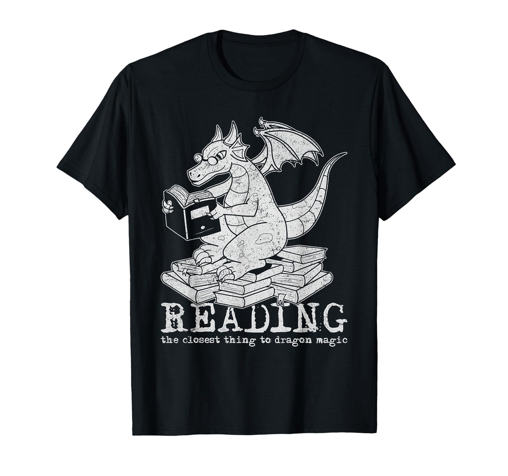 Magical Dragon Reading Books Fantasy T-Shirt - Fun Novelty Design Unisex - T-Shirt, Sweatshirt, Hoodie
