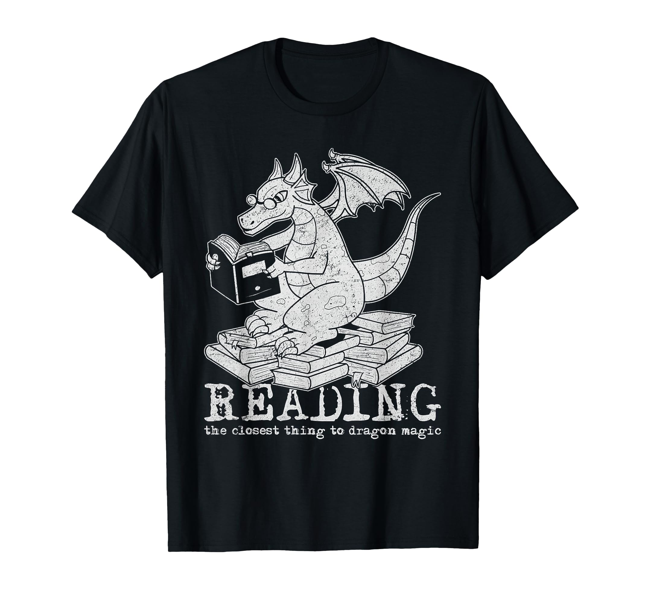 Magical Dragon Reading Books Fantasy T-Shirt - Fun Novelty Design Unisex - T-Shirt, Sweatshirt, Hoodie