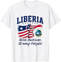 Liberia Rich Culture Strong People with Distressed Flag T-Shirt Unisex T-shirt, Sweatshirt, Hoodie, Long Sleeve Tee - T-Shirt, Sweatshirt, Hoodie