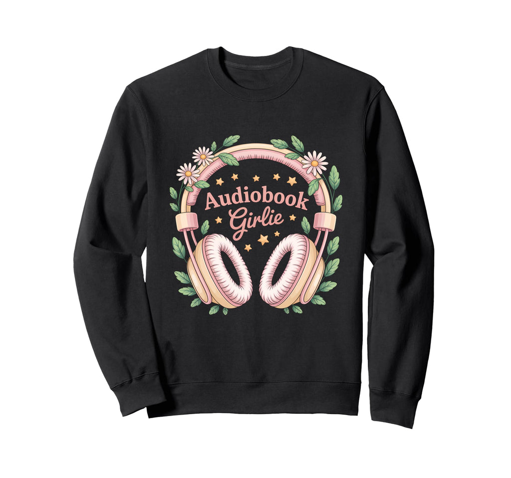 Audiobook Girlie Headphones Book Sweatshirt - Minimalist Print Men Women - T-Shirt, Sweatshirt, Hoodie
