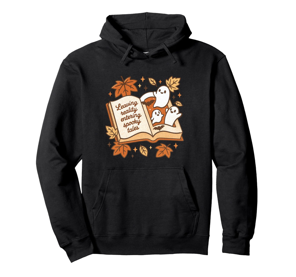 Fall Spooky Book Lovers Ghost Hoodie - Casual Everyday Wear Men Women - T-Shirt, Sweatshirt, Hoodie