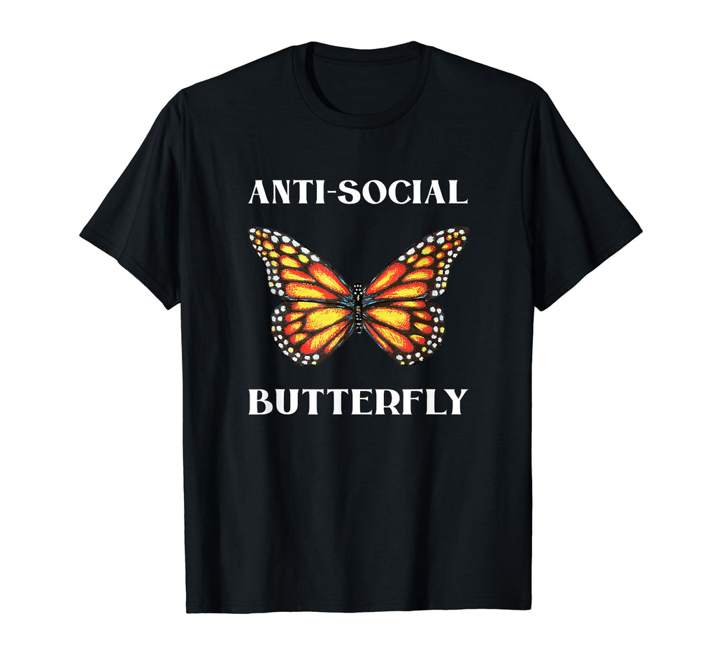 Funny Anti Social Butterfly Introvert T-Shirt - Minimalist Print Unisex - T-Shirt, Sweatshirt, Hoodie