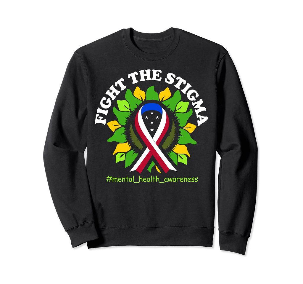 Fight Stigma Usa Flag Ribbon Mental Sweatshirt - Unique Graphic for Adults - T-Shirt, Sweatshirt, Hoodie