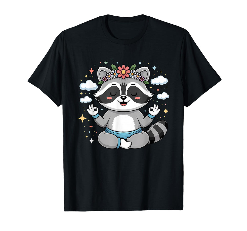 Yoga Raccoon Lotus Pose Mandala T-Shirt - Minimalist Print Unisex - T-Shirt, Sweatshirt, Hoodie