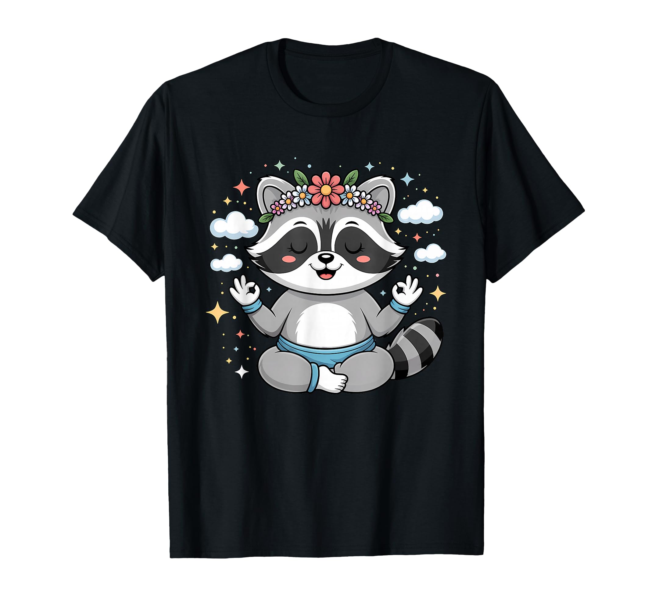 Yoga Raccoon Lotus Pose Mandala T-Shirt - Minimalist Print Unisex - T-Shirt, Sweatshirt, Hoodie