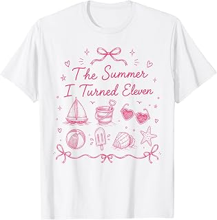The Summer I Turned Eleven 11th Birthday Girl Summer T-Shirt Unisex T-shirt, Sweatshirt, Hoodie, Long Sleeve Tee - T-Shirt, Sweatshirt, Hoodie