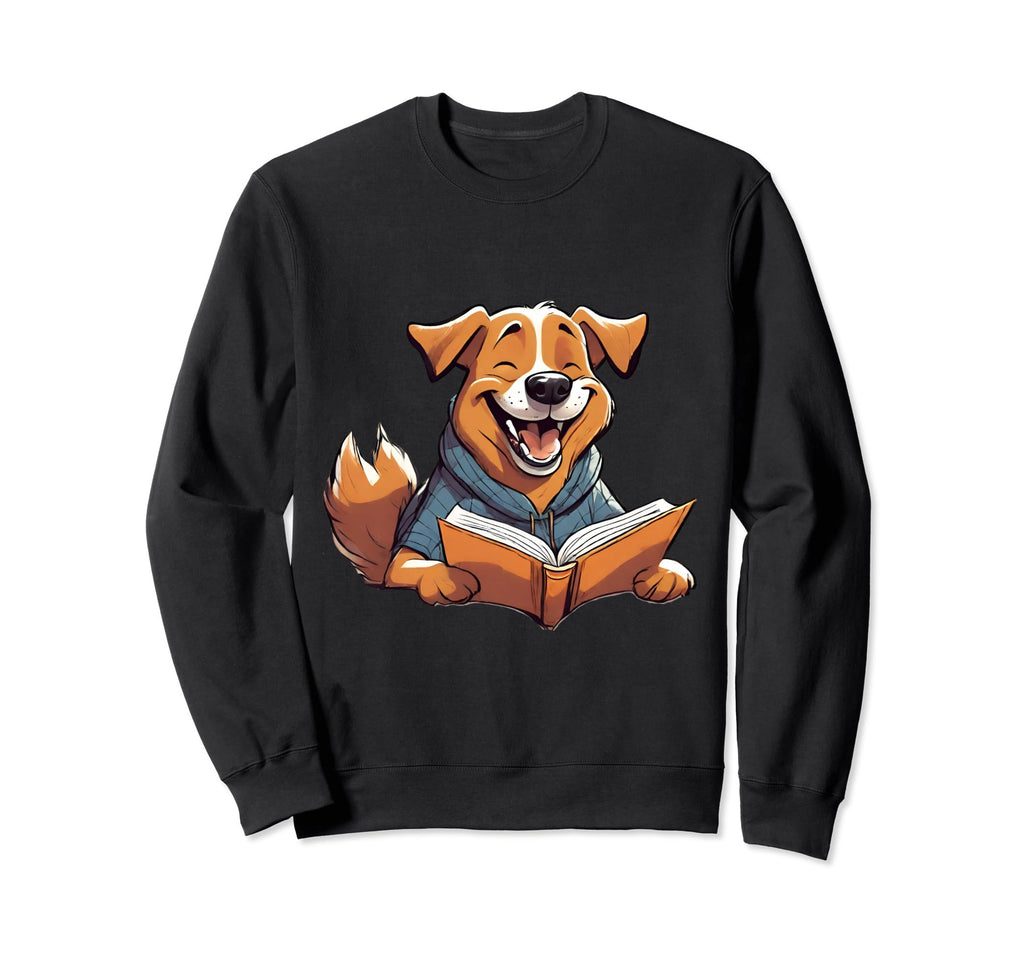 Dog Drawing Dog Owners Dog Reads Book Sweatshirt - Custom Art Print Unisex - T-Shirt, Sweatshirt, Hoodie