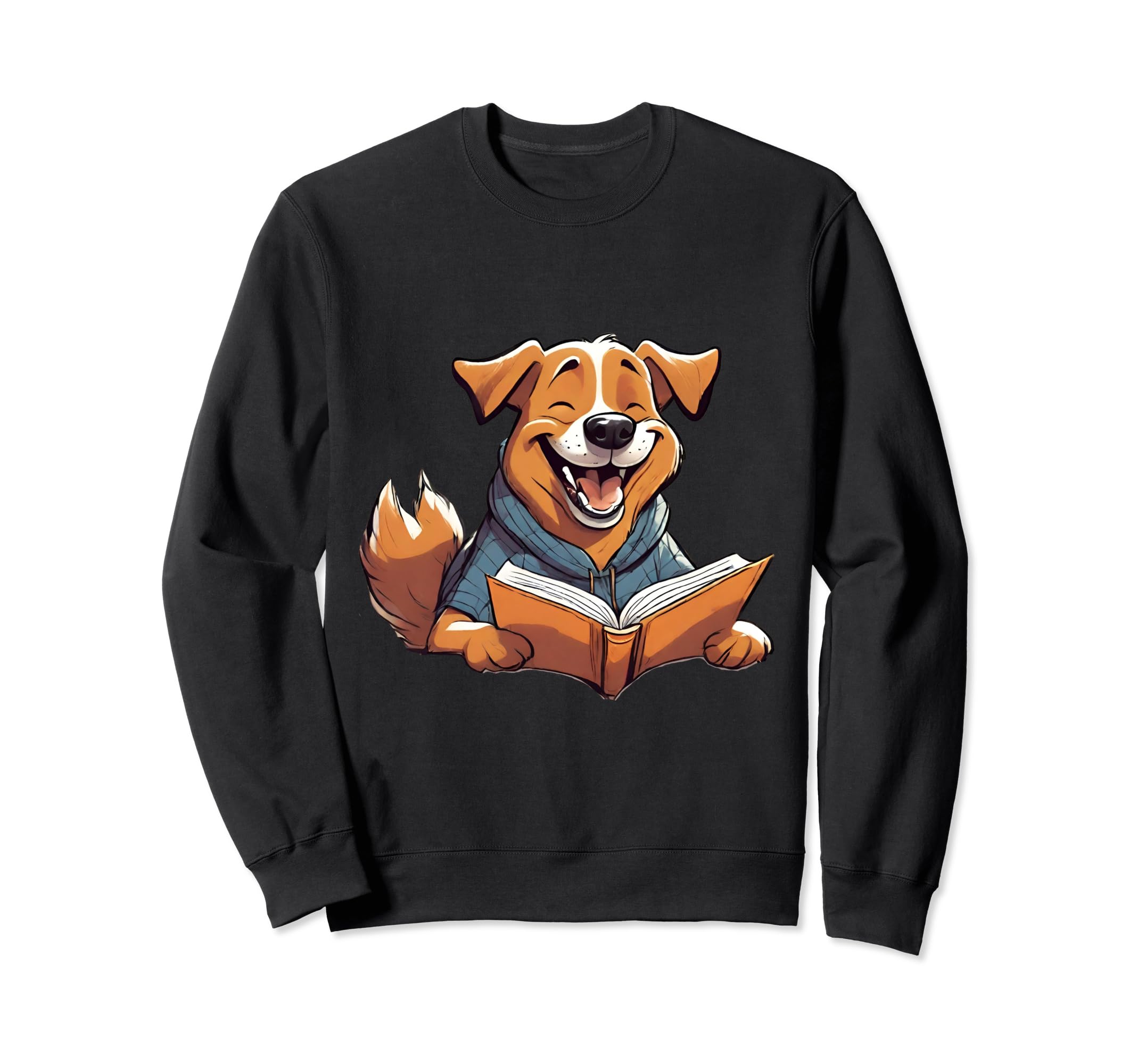 Dog Drawing Dog Owners Dog Reads Book Sweatshirt - Custom Art Print Unisex - T-Shirt, Sweatshirt, Hoodie