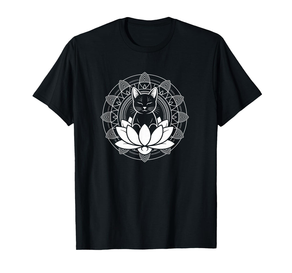 Yoga Cat Lotus Flower Mindfulness T-Shirt - Trendy Graphic Unisex - T-Shirt, Sweatshirt, Hoodie