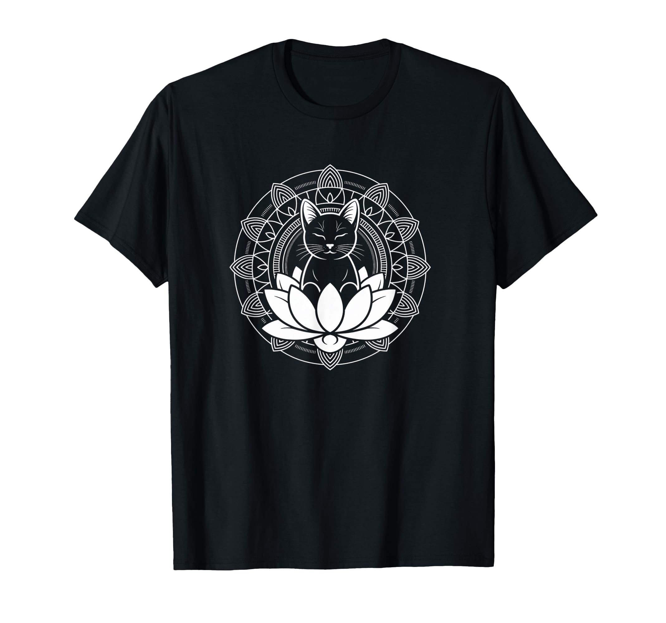 Yoga Cat Lotus Flower Mindfulness T-Shirt - Trendy Graphic Unisex - T-Shirt, Sweatshirt, Hoodie