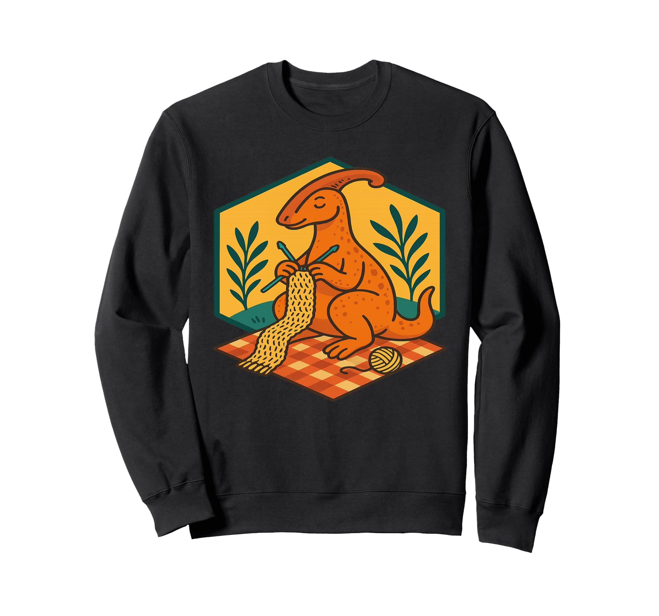 Crocheting Dinosaur Self Care Sweatshirt - Fun Novelty Design for Adults - T-Shirt, Sweatshirt, Hoodie