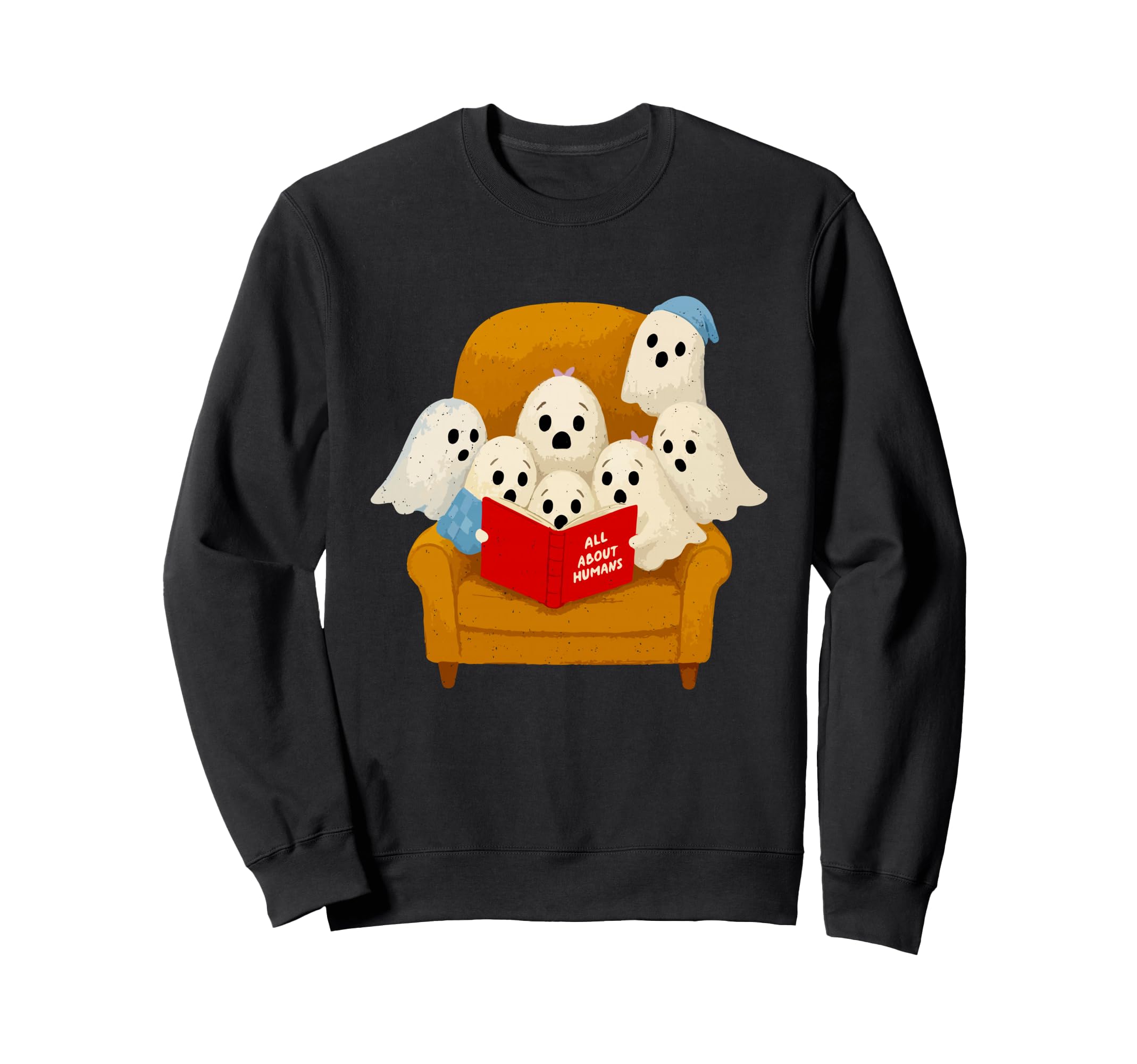 Ghost Reading Halloween Funny Book Sweatshirt - Trendy Graphic Unisex - T-Shirt, Sweatshirt, Hoodie